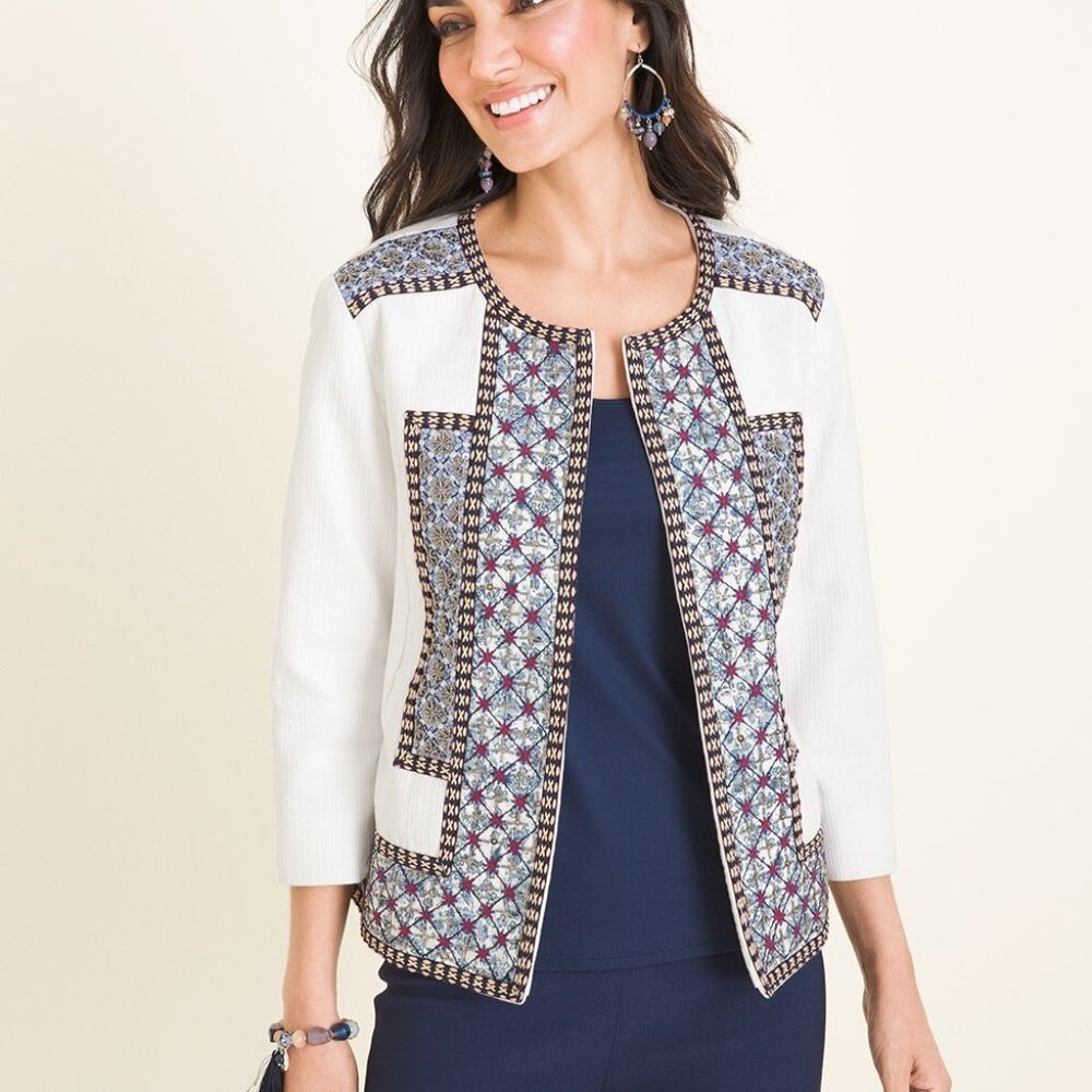 Chicos Beaded And Embellished Blazer